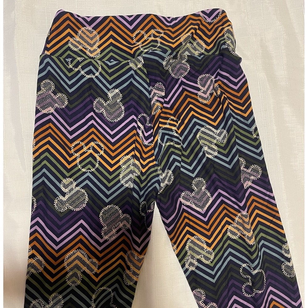 LulaRoe one size leggings Mickey Disney Parks Chevron Navy Walt Disney World - Picture 3 of 7